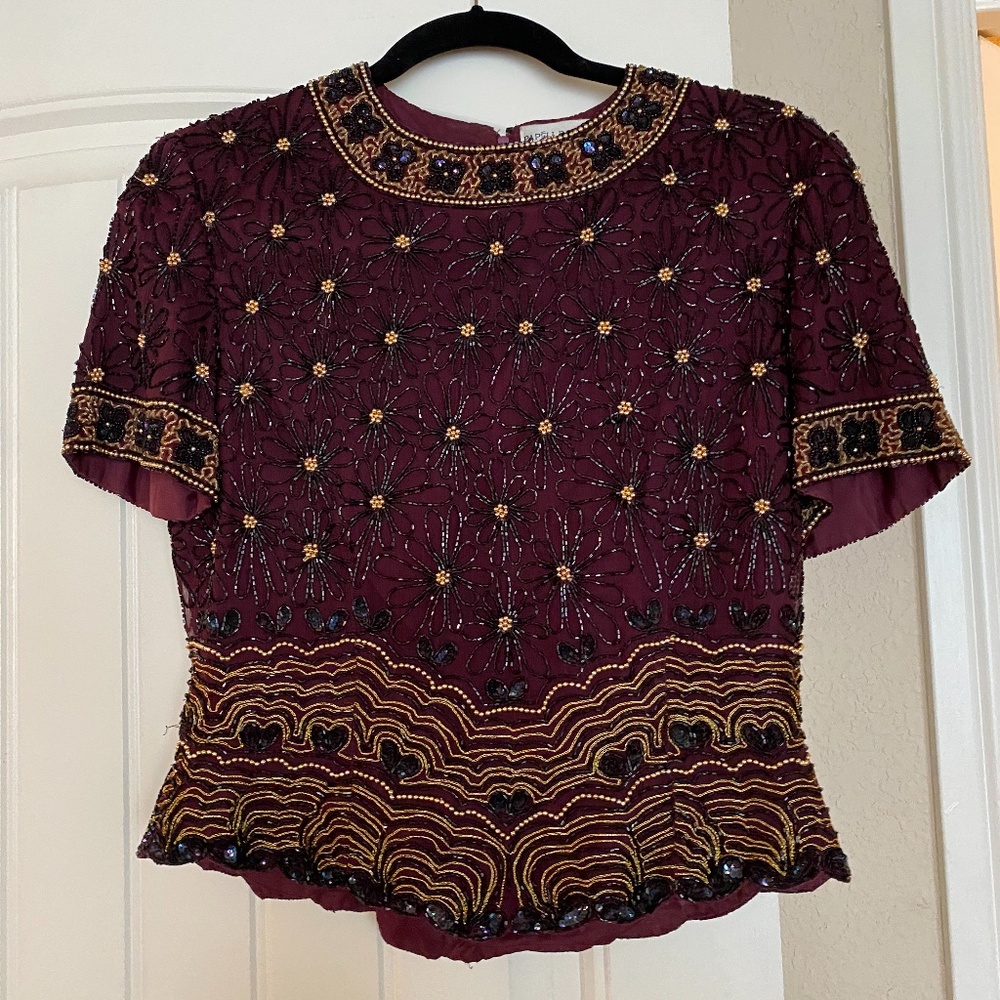 ❣️GONE TOMORROW❣️ Beaded vintage top